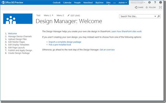 Sharepoint 2013 preview design manager