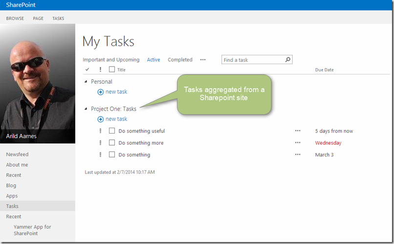 Aggregate tasks i Sharepoint 2013