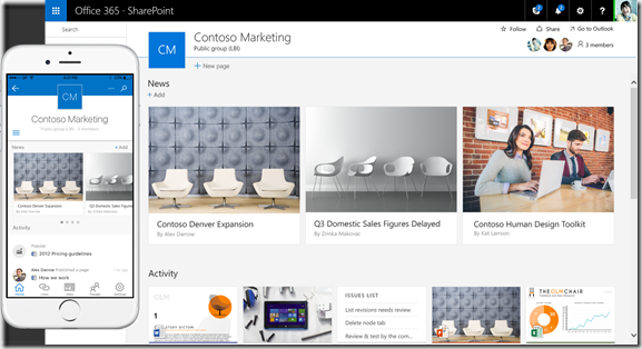 SharePoint-team-site-and-mobile-app