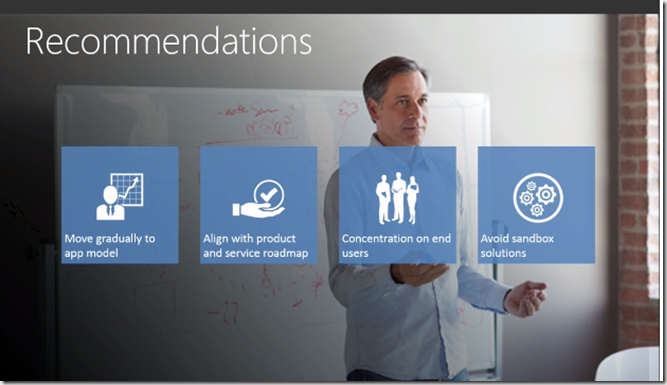 More recommendations from Microsoft, avoid sandbox solutions and avoid Feature framework